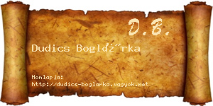 Dudics Boglárka névjegykártya